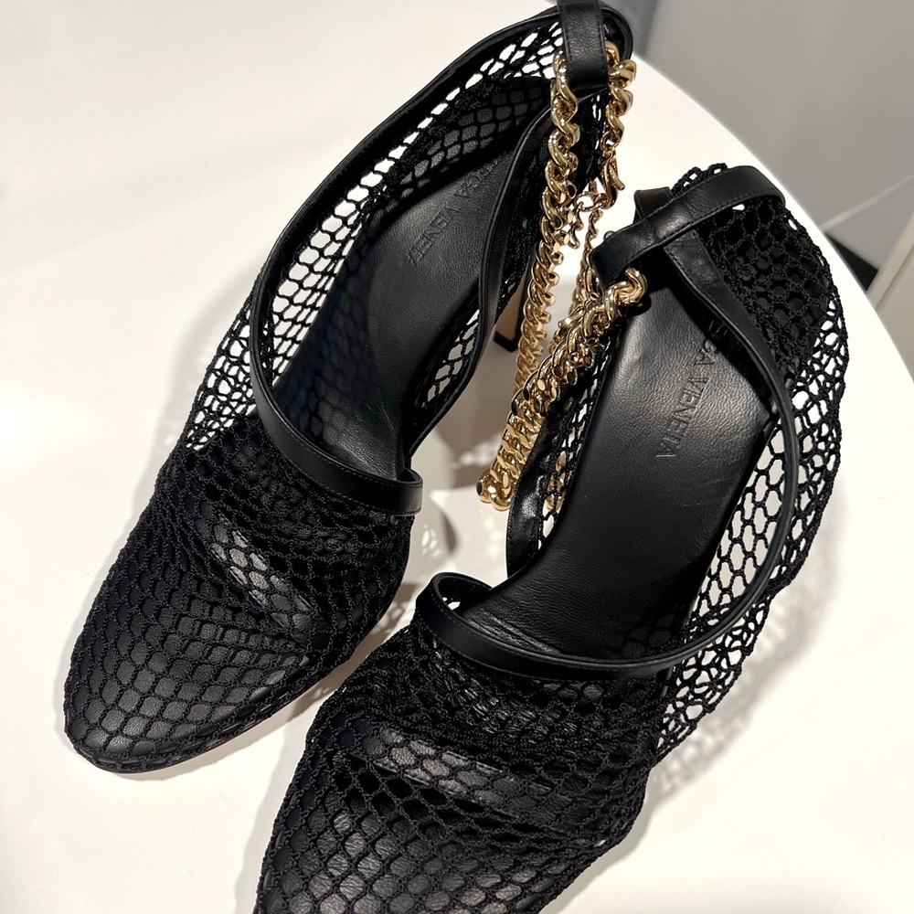 Bottega Veneta chain-trimmed mesh sandals